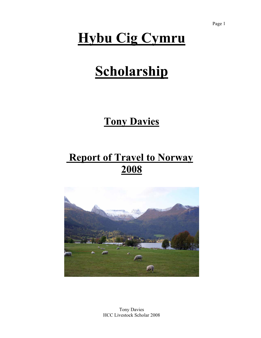 Hybu Cig Cymru Scholarship