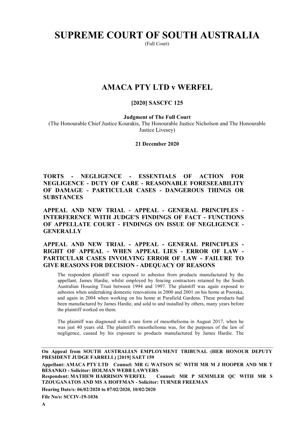 SUPREME COURT of SOUTH AUSTRALIA (Full Court)