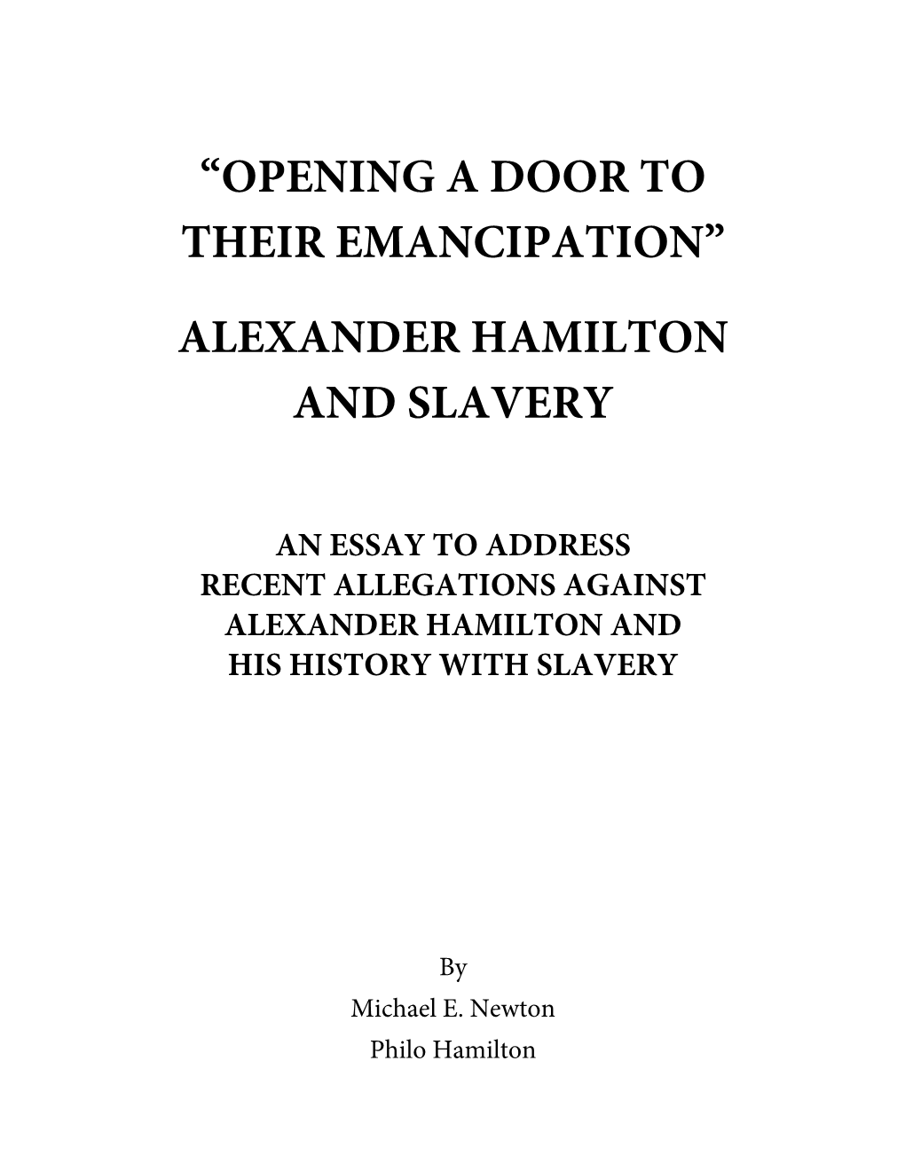 Opening a Door to Their Emancipation: Alexander