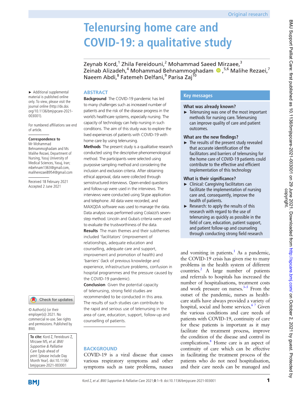 Telenursing Home Care and COVID-19: a Qualitative Study