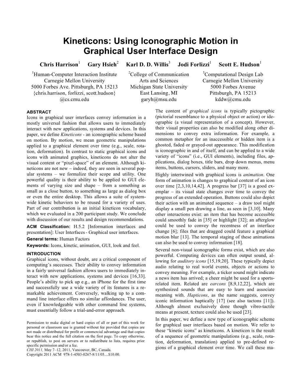 Kineticons: Using Iconographic Motion in Graphical User Interface Design