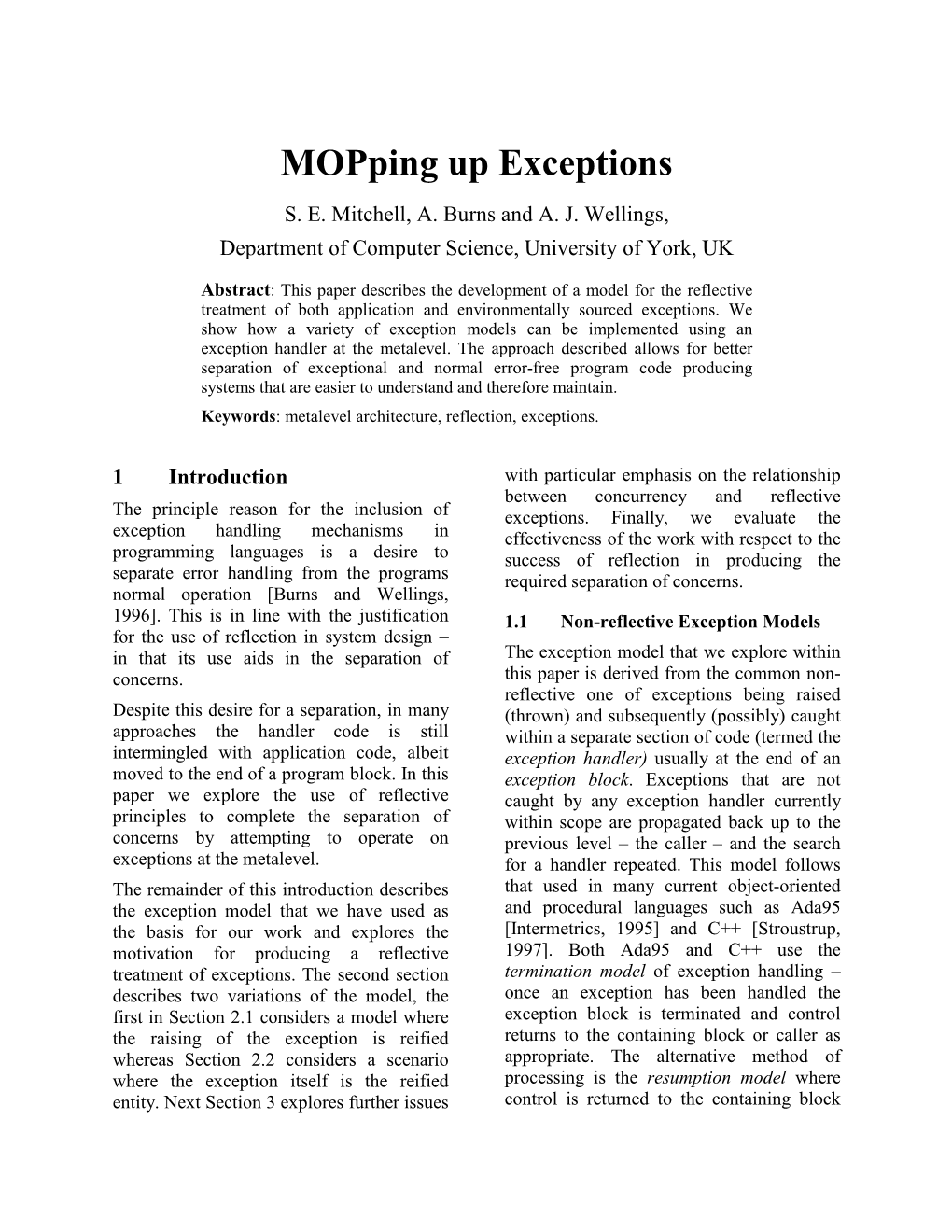 Mopping up Exceptions S