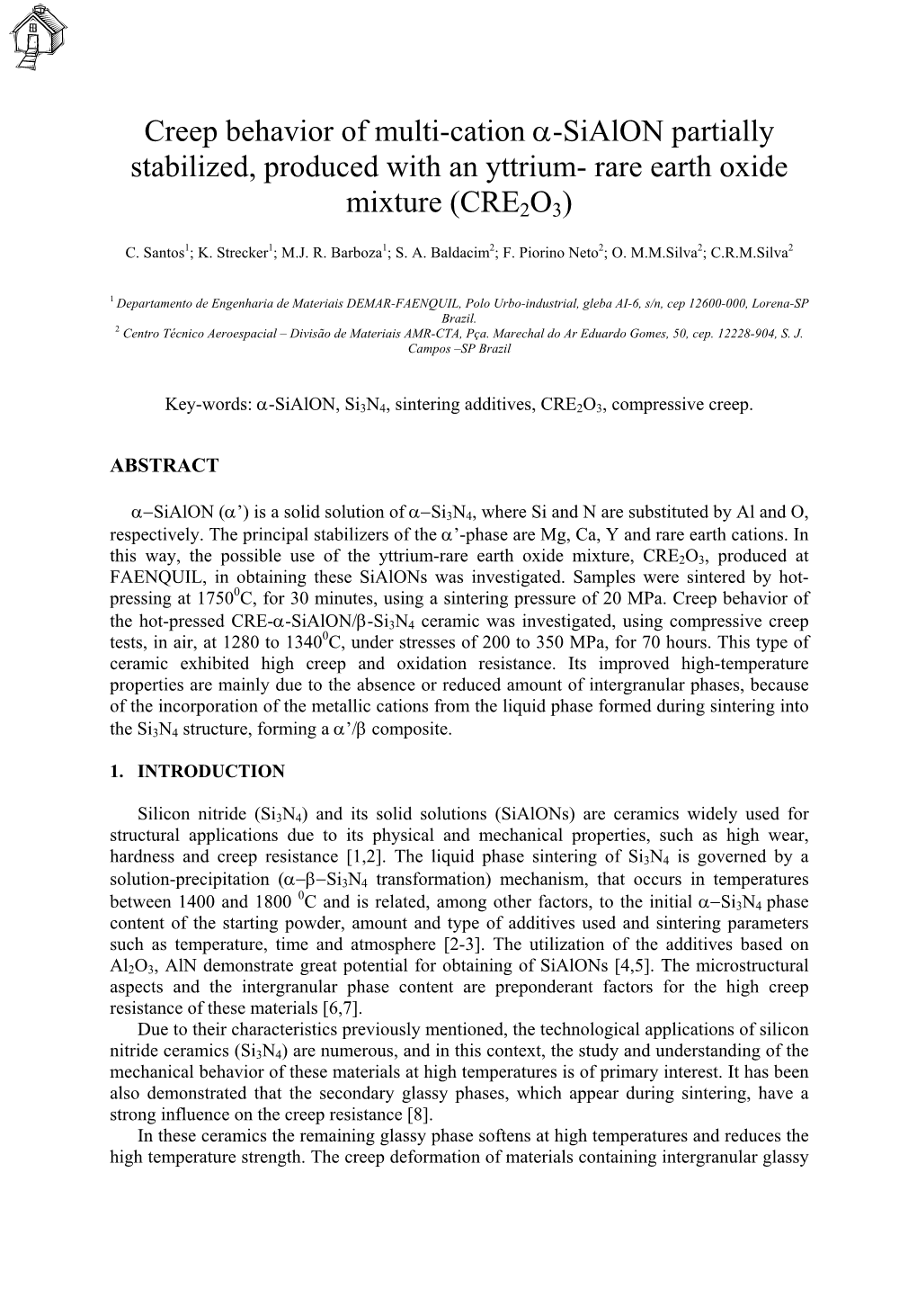 Creep Behavior of Multi-Cation • -Sialon Partially Stabilized