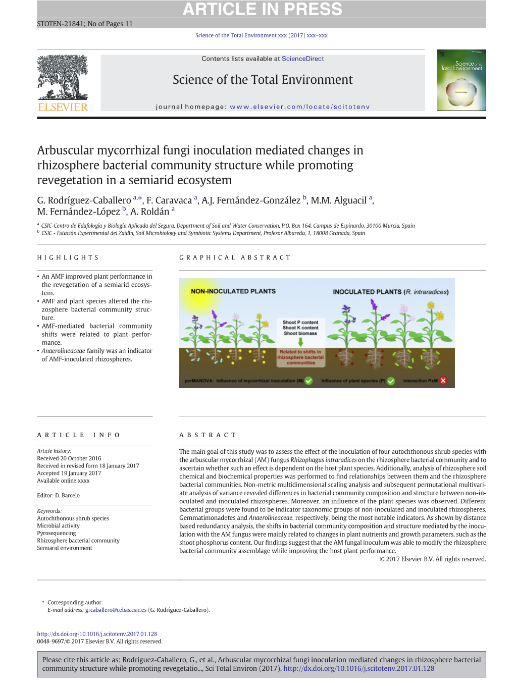 Arbuscular Mycorrhizal Fungi Inoculation Mediated Changes in Rhizosphere Bacterial Community Structure While Promoting Revegetation in a Semiarid Ecosystem