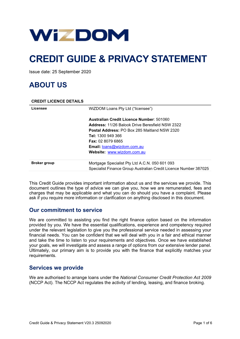 Credit Guide & Privacy Statement