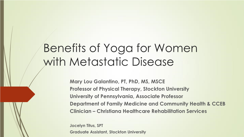 Benefits of Yoga for Women with Metastatic Disease