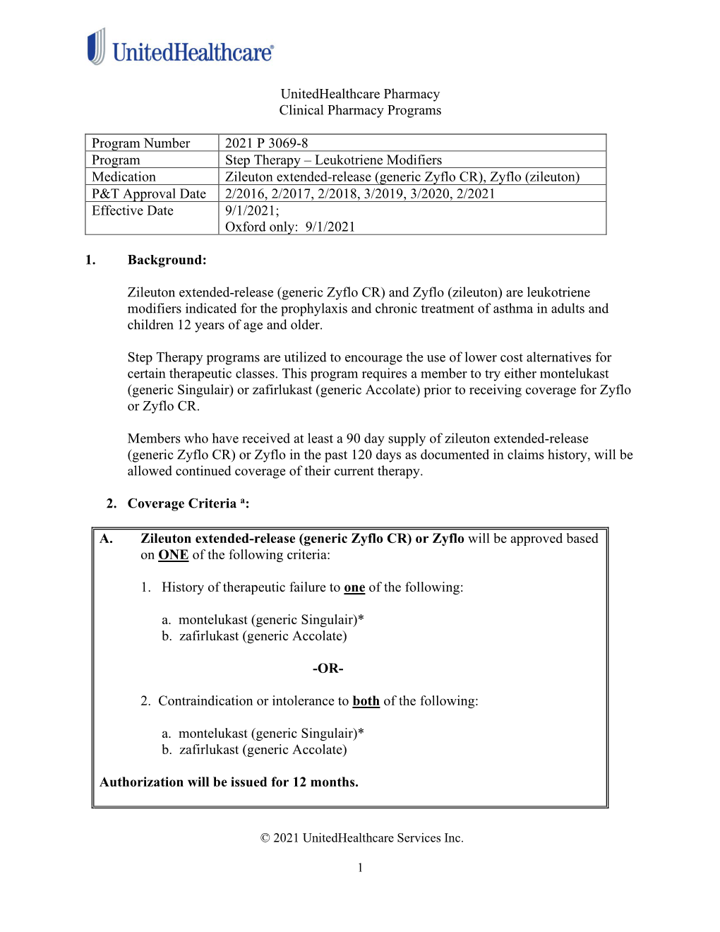 Zileuton Extended-Release (Generic Zyflo