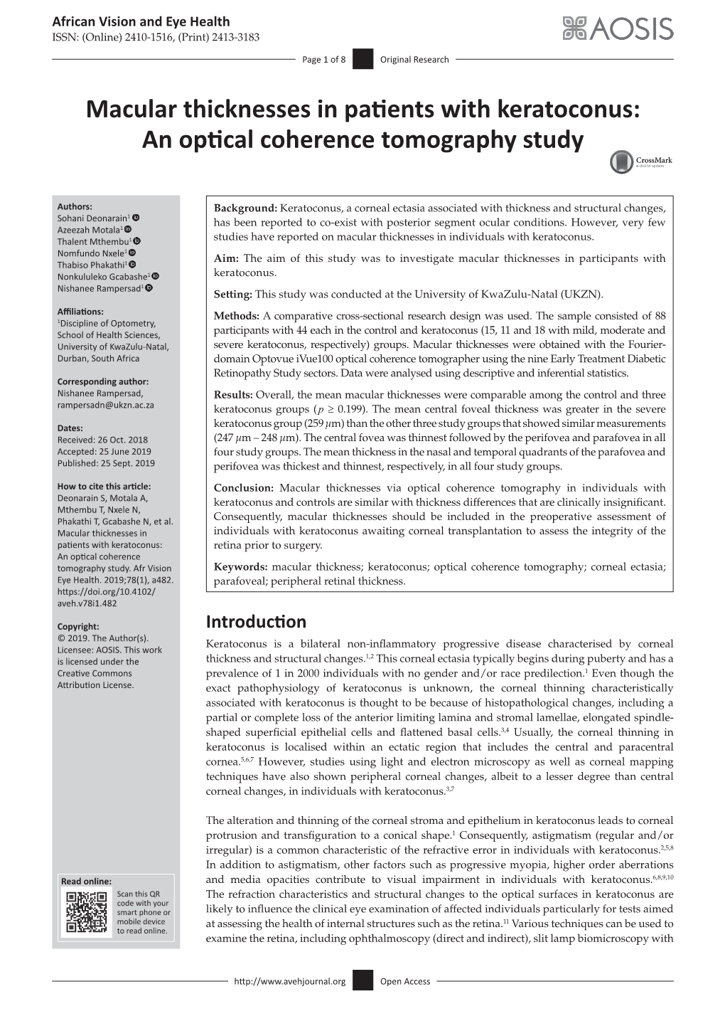 An Optical Coherence Tomography Study