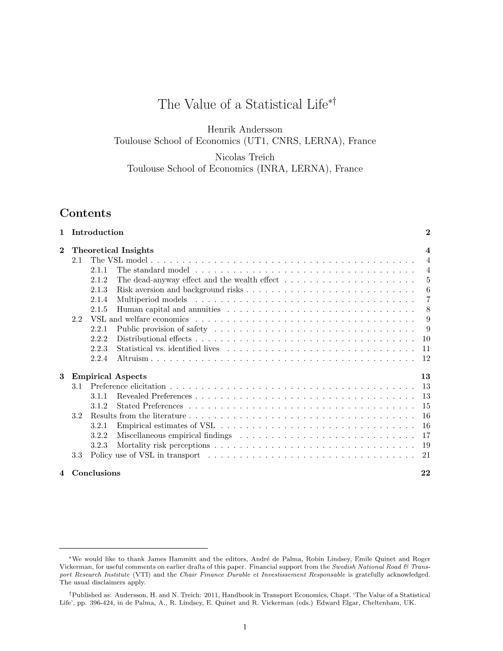 The Value of a Statistical Life∗†