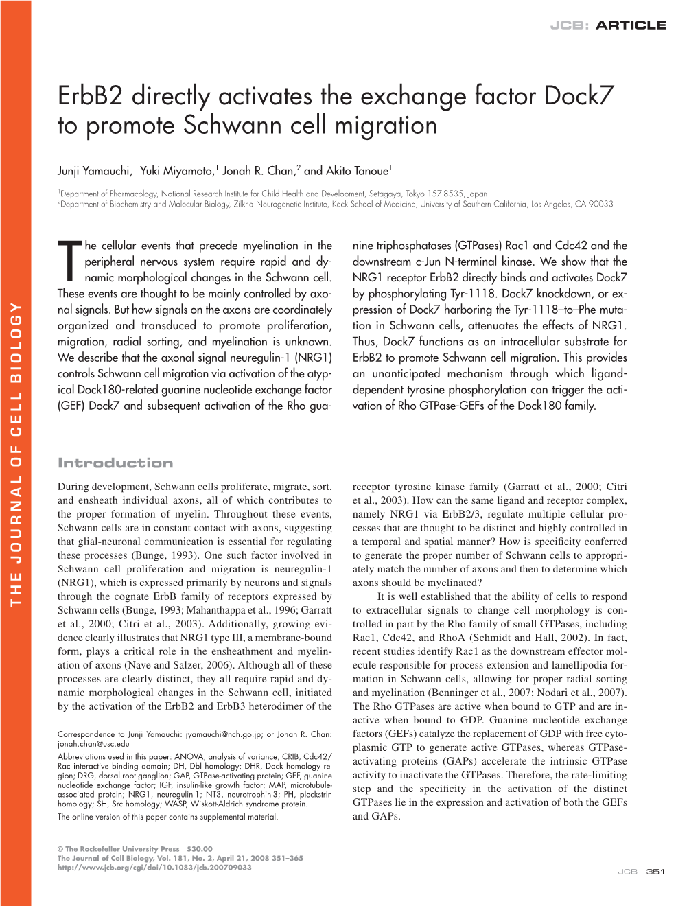 Erbb2 Directly Activates the Exchange Factor Dock7 to Promote Schwann