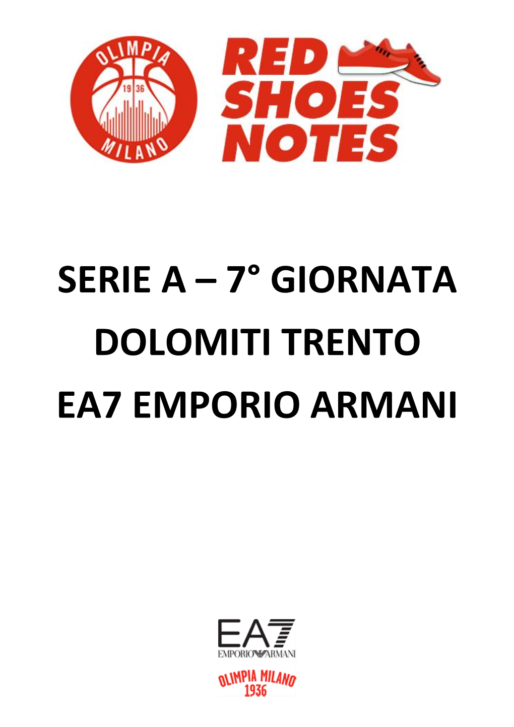 Serie a – 7° Giornata Dolomiti Trento Ea7 Emporio Armani