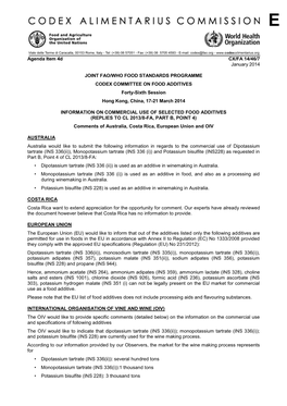 Agenda Item 4D CX/FA 14/46/7 January 2014 JOINT FAO/WHO