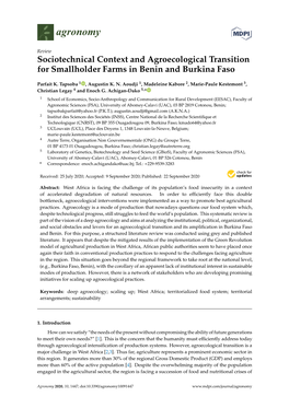 Sociotechnical Context and Agroecological Transition for Smallholder Farms in Benin and Burkina Faso