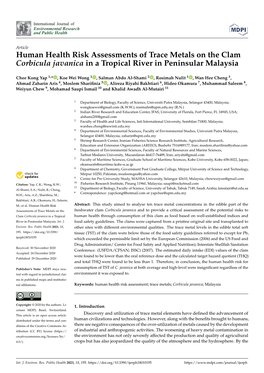 Human Health Risk Assessments of Trace Metals on the Clam Corbicula Javanica in a Tropical River in Peninsular Malaysia