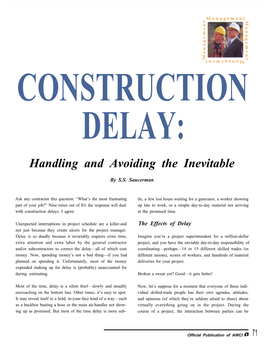 CONSTRUCTION DELAY: Handling and Avoiding the Inevitable