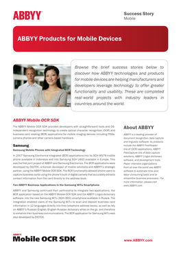 ABBYY Products for Mobile Devices