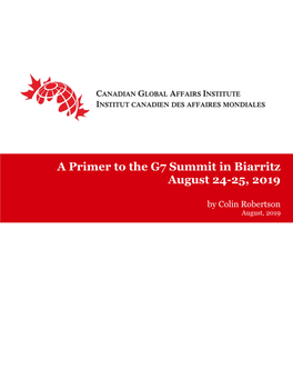 A Primer to the G7 Summit in Biarritz August 24-25, 2019
