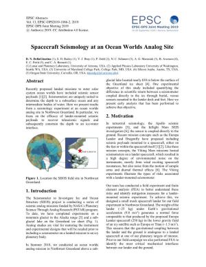 Spacecraft Seismology at an Ocean Worlds Analog Site