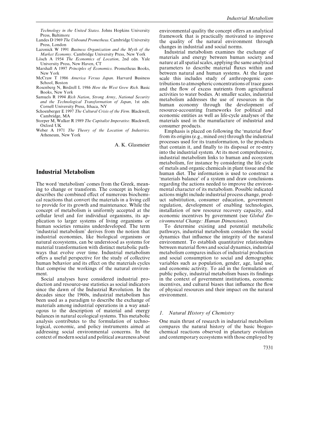 Industrial Metabolism