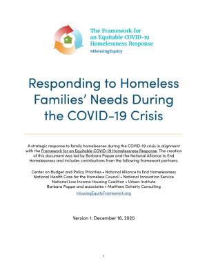 Responding to Homeless Families' Needs During the COVID-19 Crisis