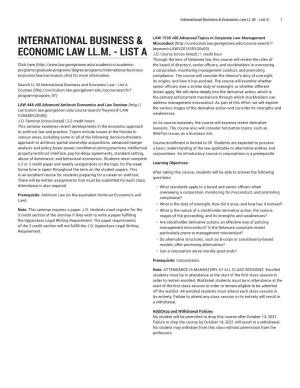 International Business & Economic Law LL.M