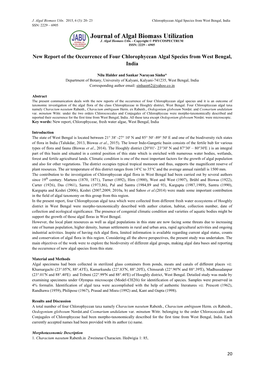 New Report of the Occurrence of Four Chlorophycean Algal Species from West Bengal, India