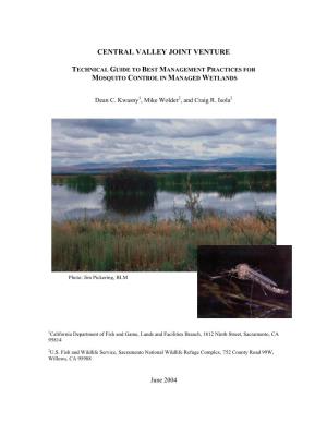 Technical Guide to Best Management Practices for Mosquito Control in Managed Wetlands