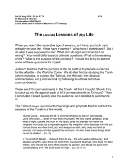 Jewish) Lessons of (My) Life