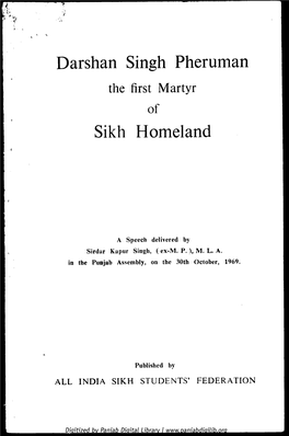 Darshan Singh Pheruman Sikh Homeland