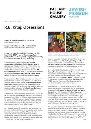 R.B. Kitaj: Obsessions