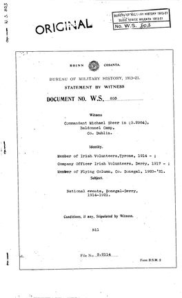 R0inn Cosanta. Bureau of Miilitary History, 1913-21