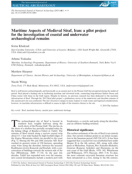 Maritime Aspects of Medieval Siraf, Iran: a Pilot Project for the Investigation of Coastal and Underwater Archaeological Remains