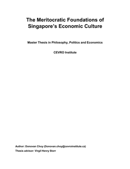 The Meritocratic Foundations of Singapore's Economic Culture