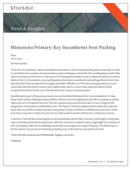 Minnesota Primary: Key Incumbents Sent Packing