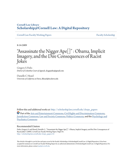 ""Assassinate the Nigger Ape": Obama, Implicit Imagery, and the Dire