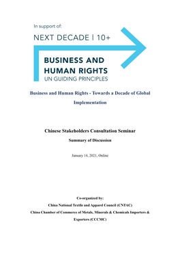 Business and Human Rights - Towards a Decade of Global Implementation