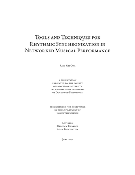 Tools and Techniques for Rhythmic Synchronization in Networked
