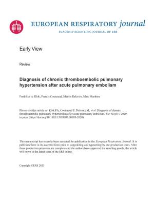 Diagnosis of Chronic Thromboembolic Pulmonary Hypertension After Acute Pulmonary Embolism