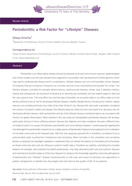 Periodontitis: a Risk Factor for “Lifestyle” Diseases