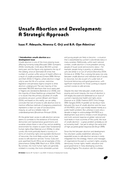 Unsafe Abortion and Development: a Strategic Approach