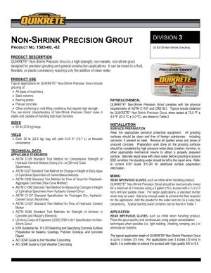 Non-Shrink Precision Grout 1585-00