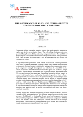 The Significance of Silica and Other Additives in Geothermal Well Cementing