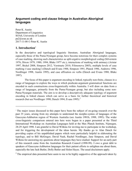 Argument Coding and Clause Linkage in Australian Aboriginal Languages