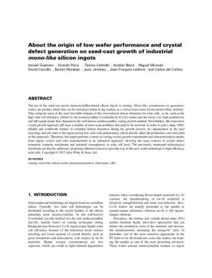 About the Origin of Low Wafer Performance and Crystal Defect