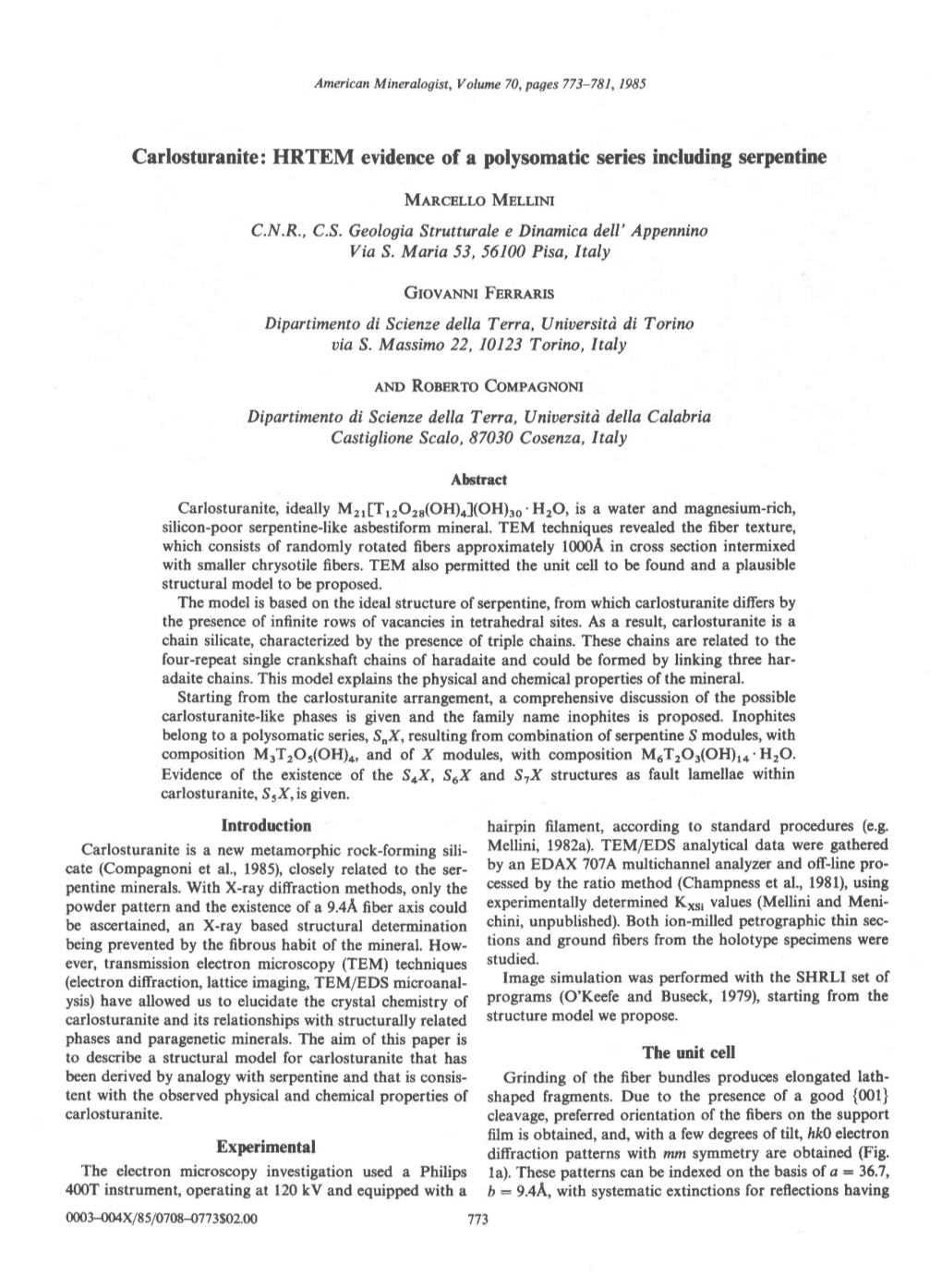 HRTEM Evidence of a Polysomatic Series Including Serpentine