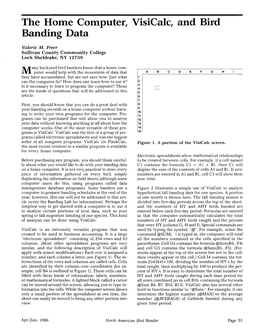 The Home Computer, Visicalc, and Bird Banding Data