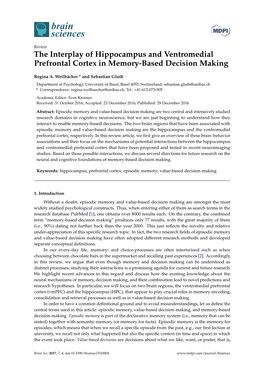 The Interplay of Hippocampus and Ventromedial Prefrontal Cortex in Memory-Based Decision Making