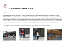 Use of PE and Sports Premium 2015-16