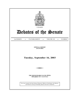 Debates, September 16, 2003