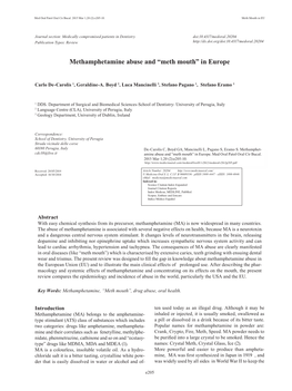 Methamphetamine Abuse and “Meth Mouth” in Europe